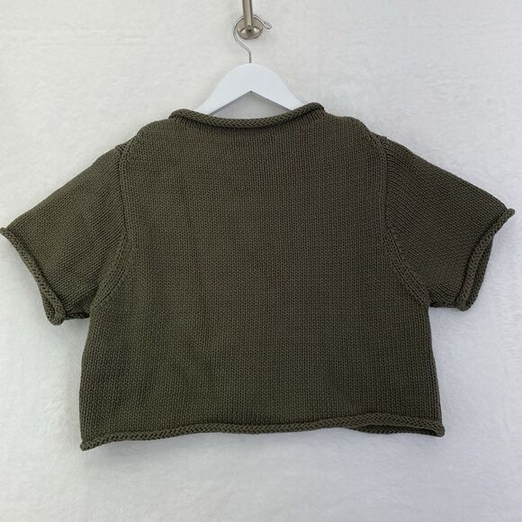 Allsaints Short Sleeve Olive Green Knit Sweater - Picture 3 of 9